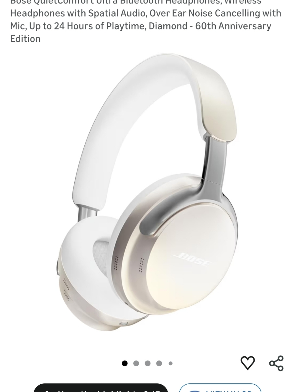 Bose QuietComfort Ultra (1st Gen) Over-Ear Headphones In White - Like New!